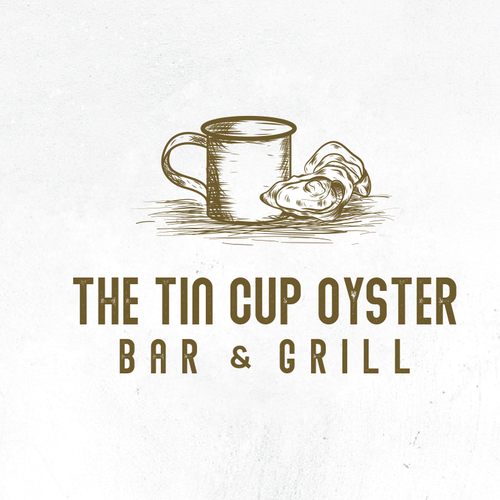 Oyster logo with the title 'The Tin Cup Oyster Bar and Grill'
