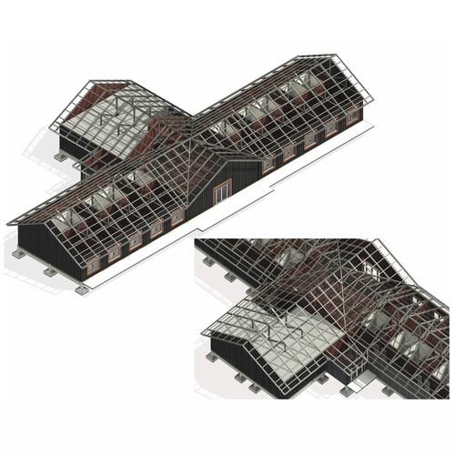 3D artwork with the title 'Modern lodge'