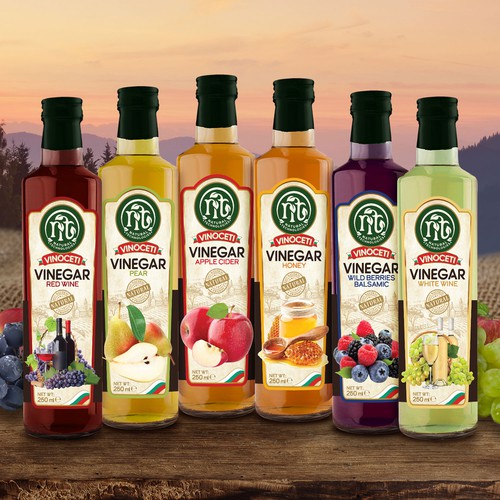 Photoshop label with the title 'Vinegar label for Bulgarian company'
