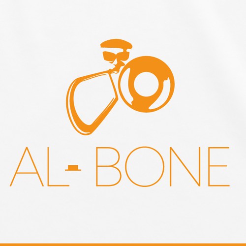 Blues design with the title 'Logo musician trombone'