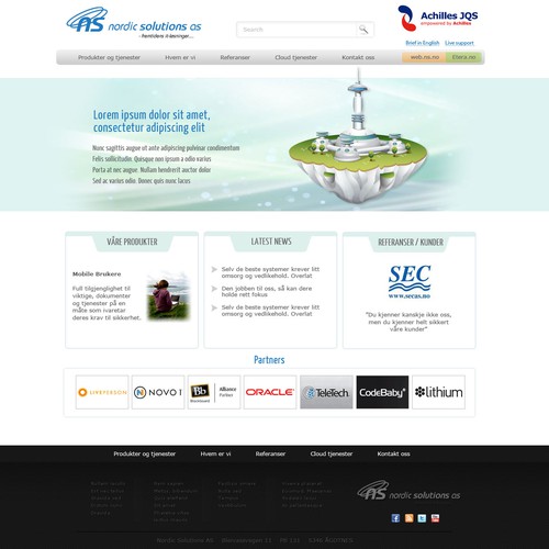 CSS3 website with the title 'website design for Nordic Solutions AS'