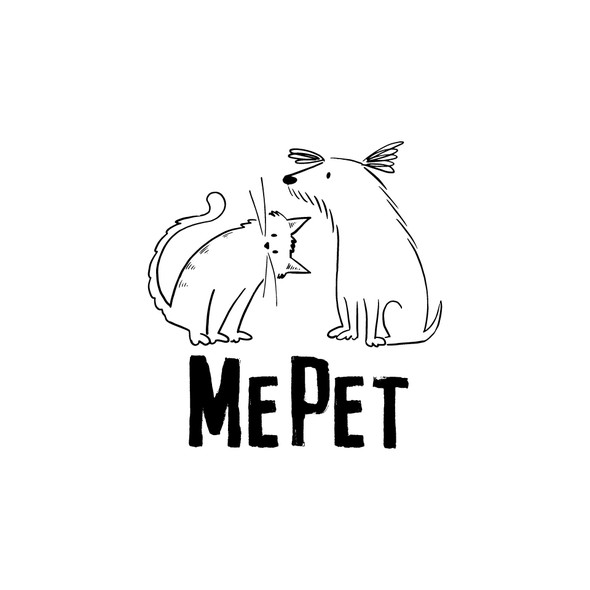 Line drawing logo with the title 'Dog and Cat Pet logo'