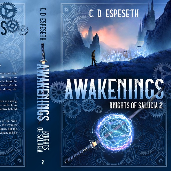 Steampunk book cover with the title 'Awakenings'