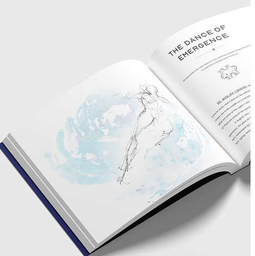 Futuristic design with the title 'Visual development and editorial system for an upcoming book project.'