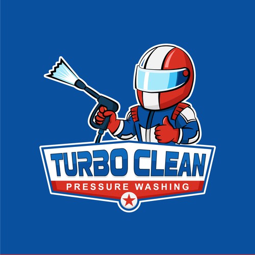Pressure washing logo with the title 'racer mascot for pressure washing'