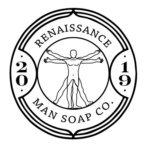 Badge brand with the title 'Renaissance Man Soap Company: Crafted By Excellence'