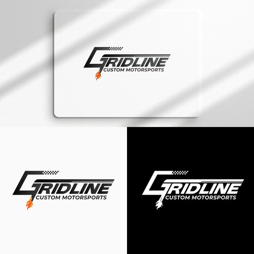 Tracking logo with the title 'GRIDLINE CUSTOM MOTOR || Logo Design'