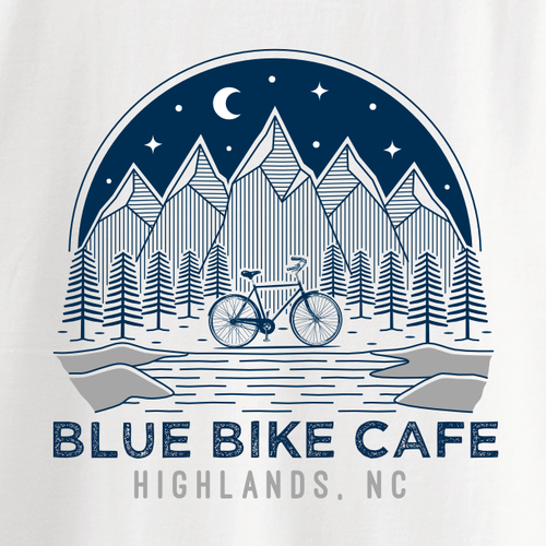 Restaurant t-shirt with the title 'Blue Bike Cafe T-Shirt'