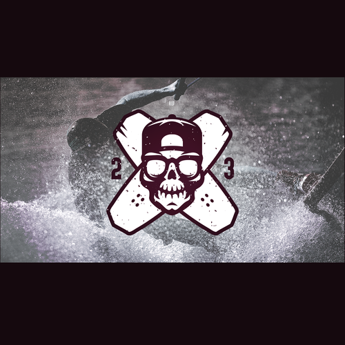 Linework design with the title 'skull wakeboarding logo '