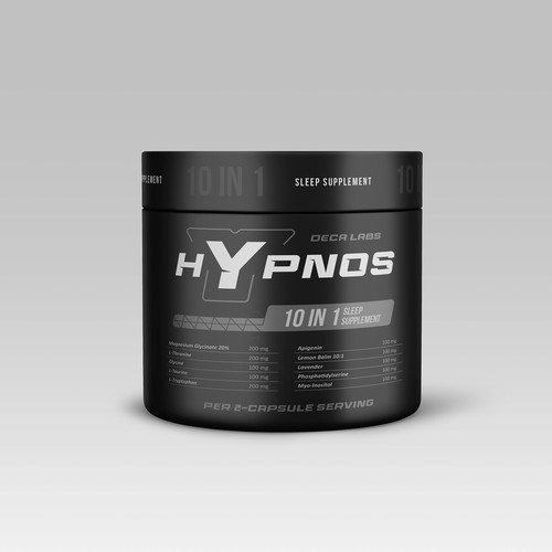 Branding label with the title 'HYPNOS Sleep Supplement Label Design'