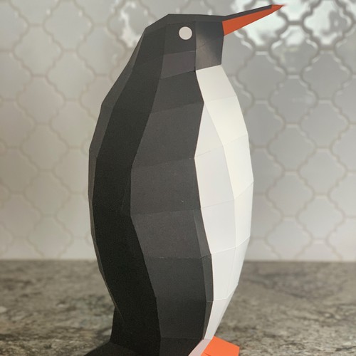 Low poly design with the title 'Penguin'