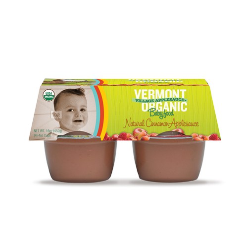 Baby packaging with the title 'Help Vermont Village Cannery with a new print or packaging design'