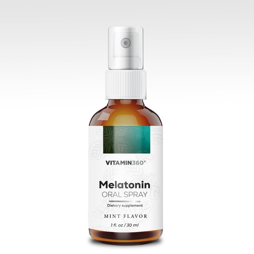 Spray label with the title 'Label design for Melatonin oral spray'