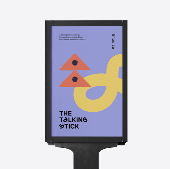 Vibrant design with the title 'the talking stick'