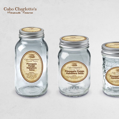 Rustic label with the title 'Cabo Charlotte's Homemade'