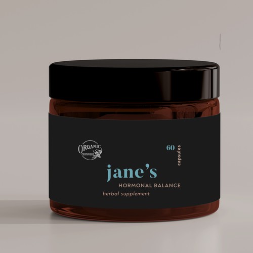 Herbal label with the title 'Minimal supplement label design'