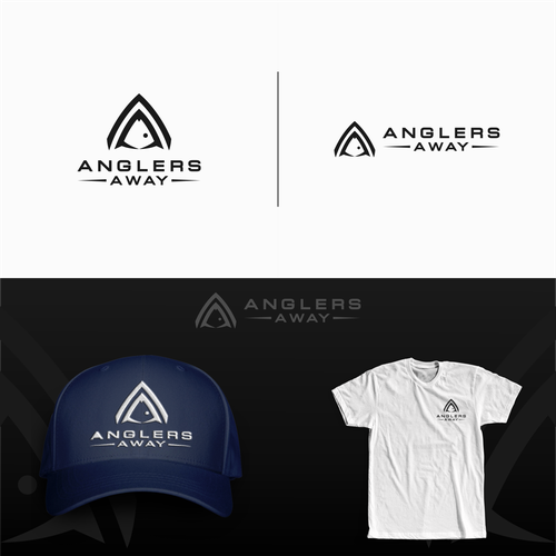 Fish logo with the title 'UNIQUE LOGO FOR ANGLERS AWAY'