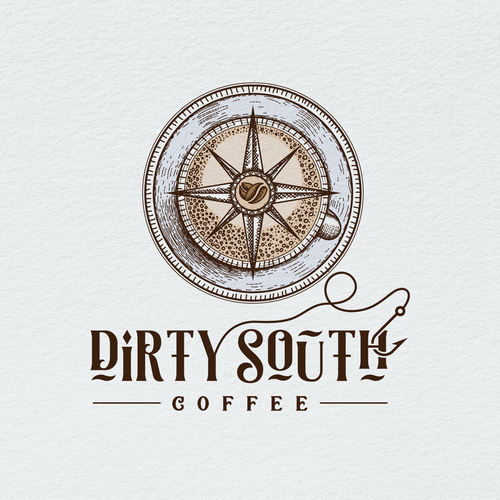 Cup brand with the title 'A modern design fishing and outdoors themed design for a coffee shop'