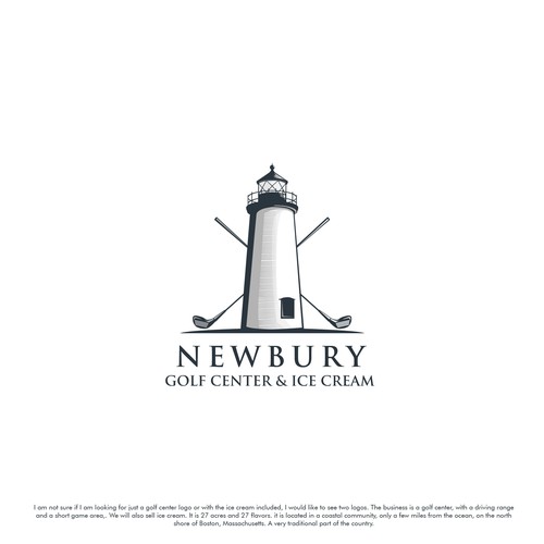 Nautical logo with the title 'exclusive and classic logo for Newbury Golf Center & Ice Cream'