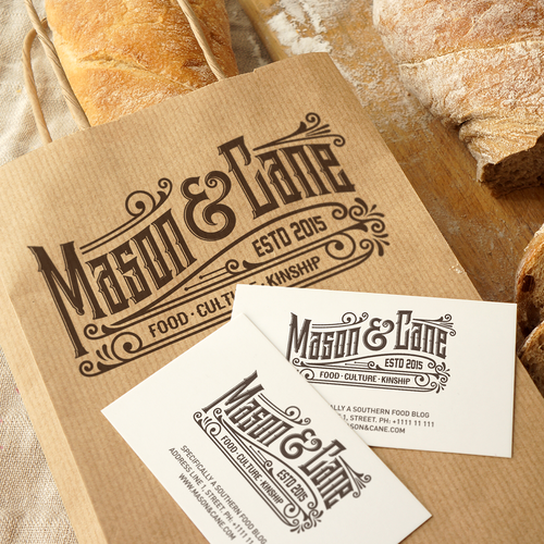 Decorative design with the title 'Mason & Cane'