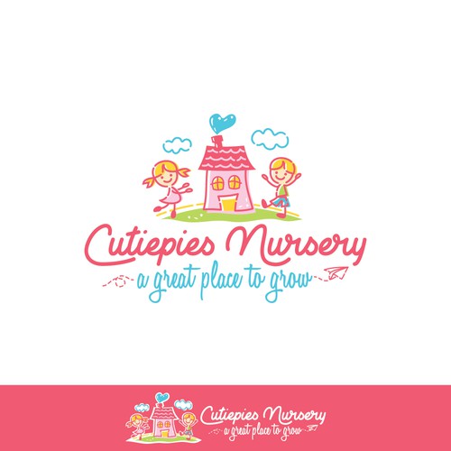 Pink brand with the title 'Illustrative logo for Childcare'