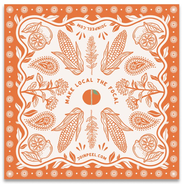 Paisley design with the title 'Vintage Bandana design to save FARMING! 🍊'