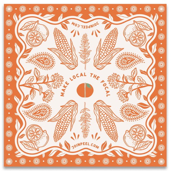 Paisley design with the title 'Vintage Bandana design to save FARMING! 🍊'