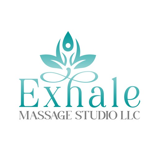 Massage logo with the title 'Exhale Massage Studio LLC — Elegant Lotus & Wellness Studio Logo Design'