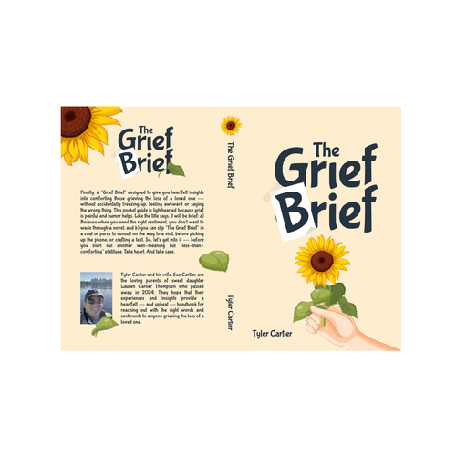 Sunflower design with the title 'The Grief Brief'