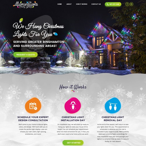 Creative website with the title 'Out of the box website for Professional Christmas Light display company'