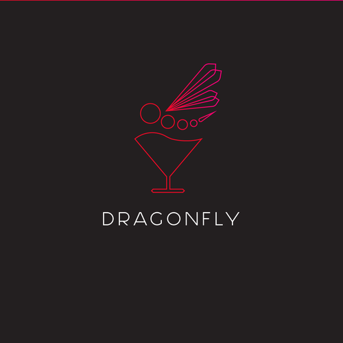 Dragonfly design with the title 'Elegant Cocktail Bar Logo'