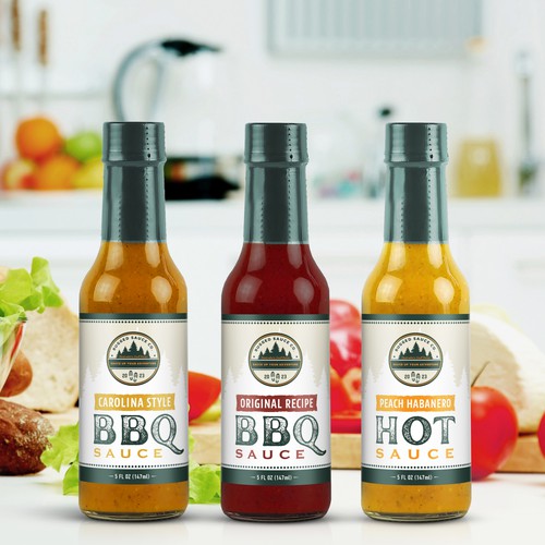 Food label with the title 'Rugged Sauce Co.'