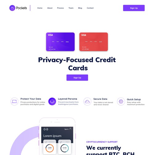 Credit card design with the title 'Privacy-Focused Credit Card'