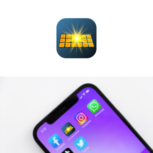 Solar panel design with the title 'Awesome icon for the app'