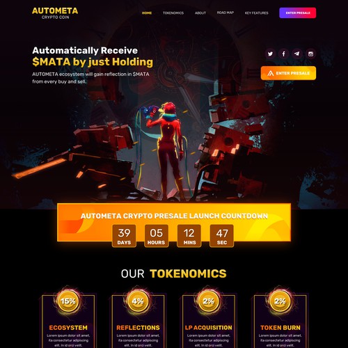 Yellow website with the title 'NFT website'