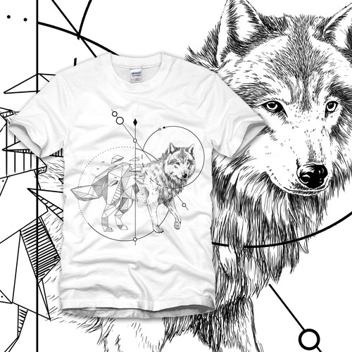 Geometric t-shirt with the title 'wolf'
