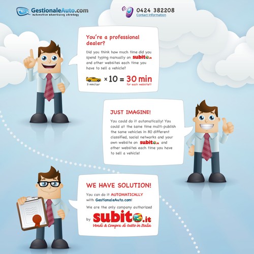 Desktop website with the title 'GestionaleAuto.com landing page for banner campaign'