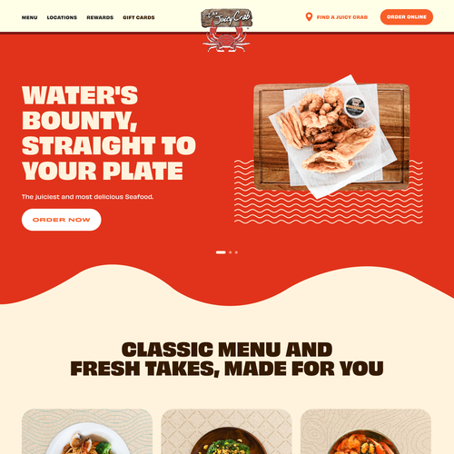 Restaurant website with the title 'Leading Seafood Boil Restaurant Chain'