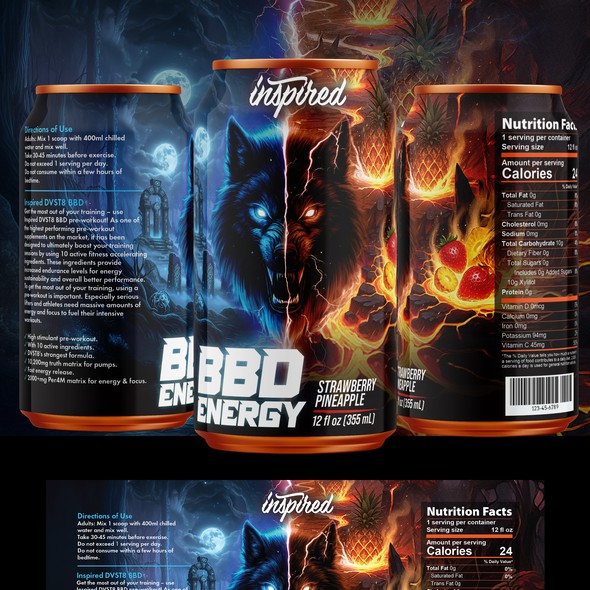 Drink label with the title 'BBD ENERGY'