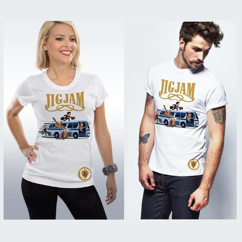 Caricature artwork with the title 'Winning illustration for T-shirt design'