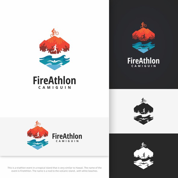 Triathlon logo with the title 'Creative logo for FireAthlon Camiguin'