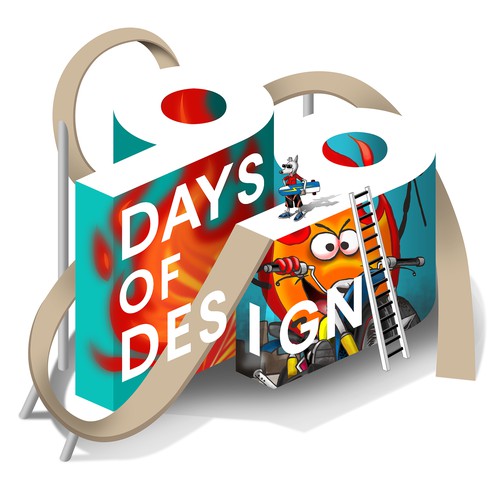 Freehand design with the title '99designs 99 days of design'