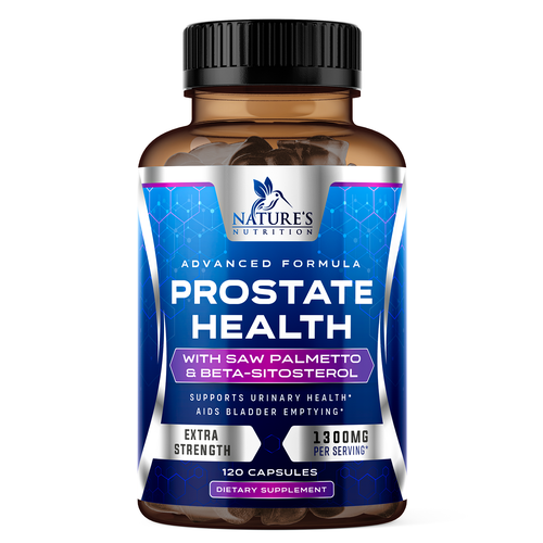 Pharmaceutical label with the title 'Nature's Nutrition needs a Men's Prostate Health product label'