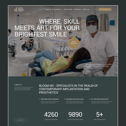 Dental website with the title 'Dental Clinic Website Landing Page Design'