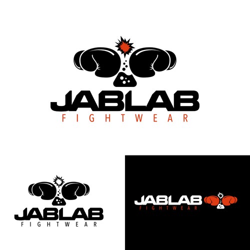 Boxing-gloves logo with the title 'Logo Concept for JabLab Fightwear'