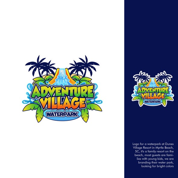 Water logo with the title 'Fun colorful Waterpark logo for a Family Beach Resort'