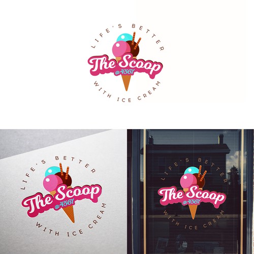 Milkshake logo with the title '50's style Ice Cream Parlour Design in a Beachside Town'