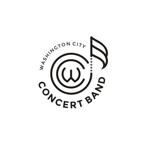 Concert logo with the title 'Catchy, clean, modern logo for our Community Concert Band.'