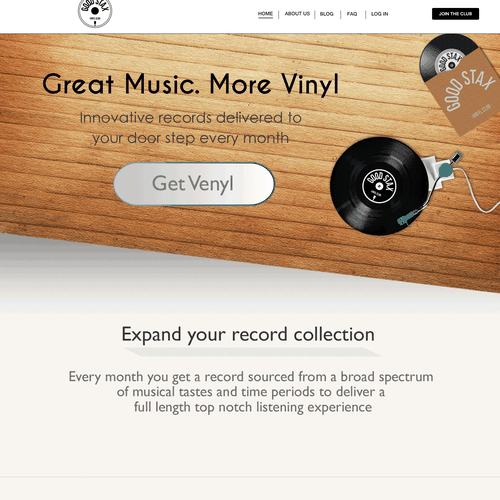 Classy website with the title 'vinyl record sale company'