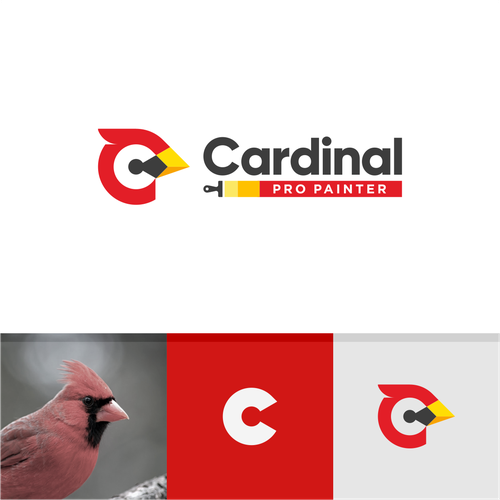 C logo with the title 'Letter C + Cardinal Bird Logo '